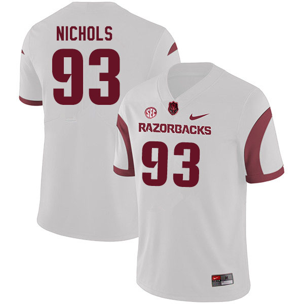 Men #93 Isaiah Nichols Arkansas Razorbacks College Football Jerseys Sale-White